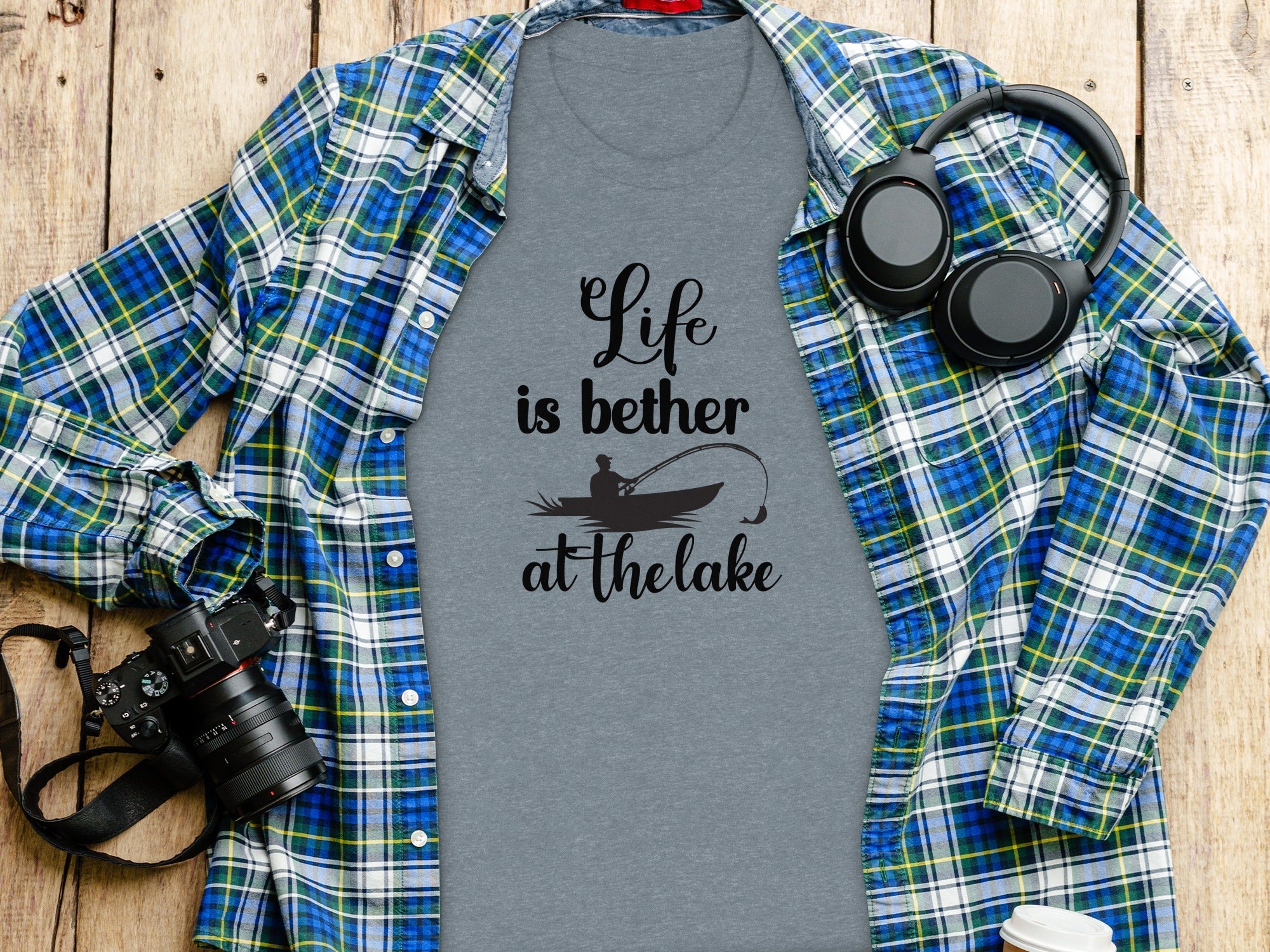 Life is Better At The Lake Fishing Rod Design T-Shirt