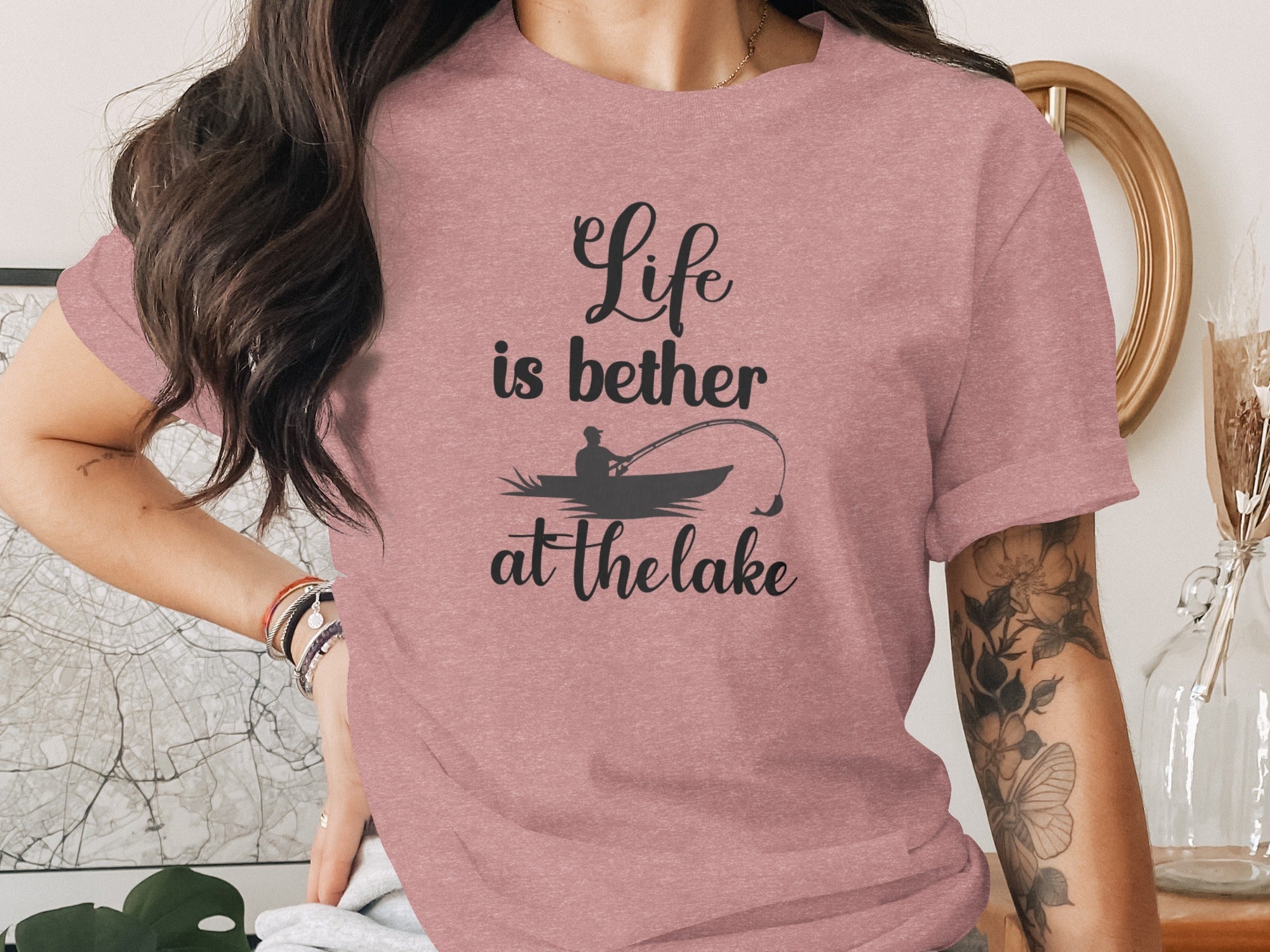 Life is Better At The Lake Fishing Rod Design T-Shirt