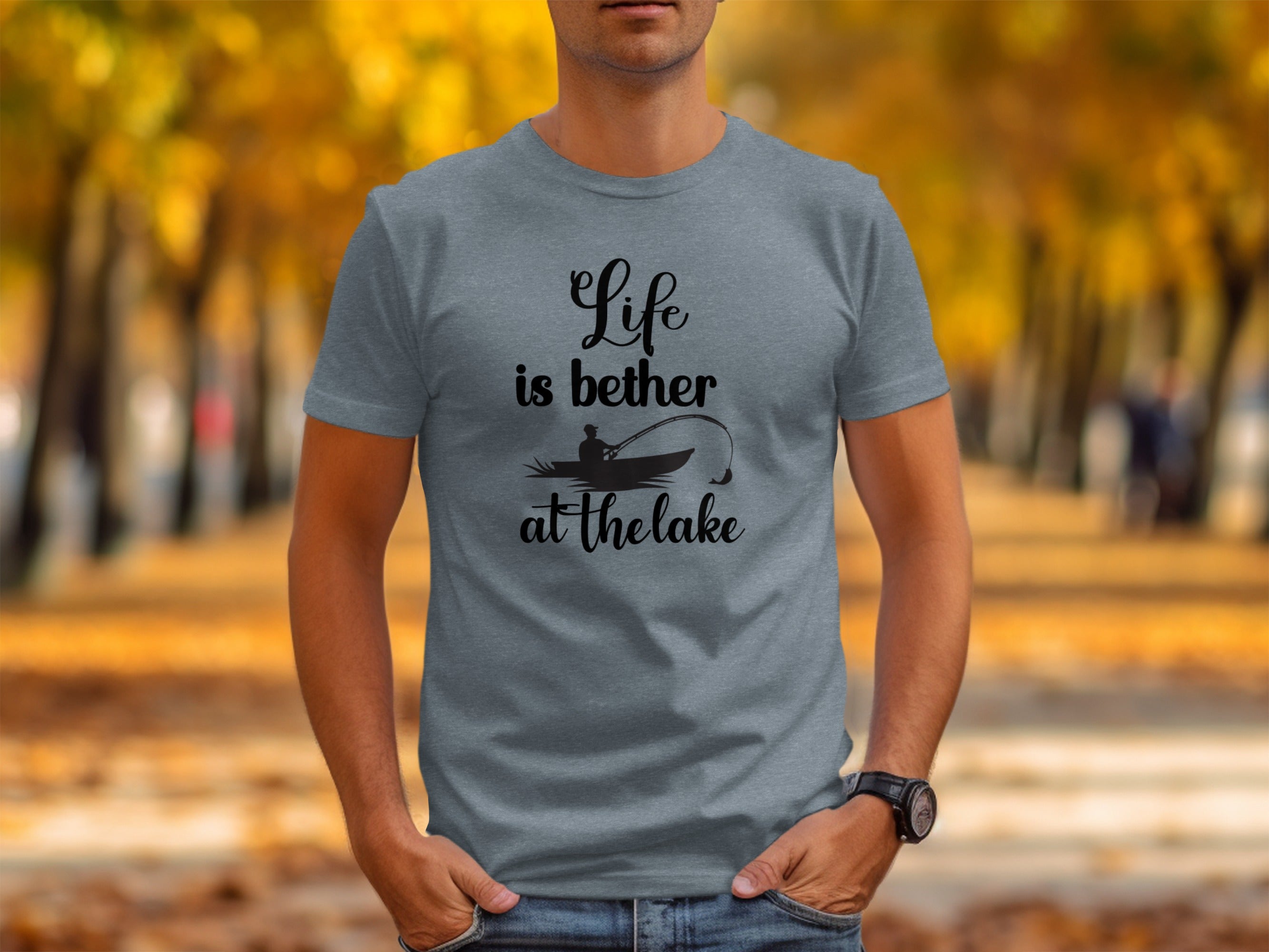 Life is Better At The Lake Fishing Rod Design T-Shirt