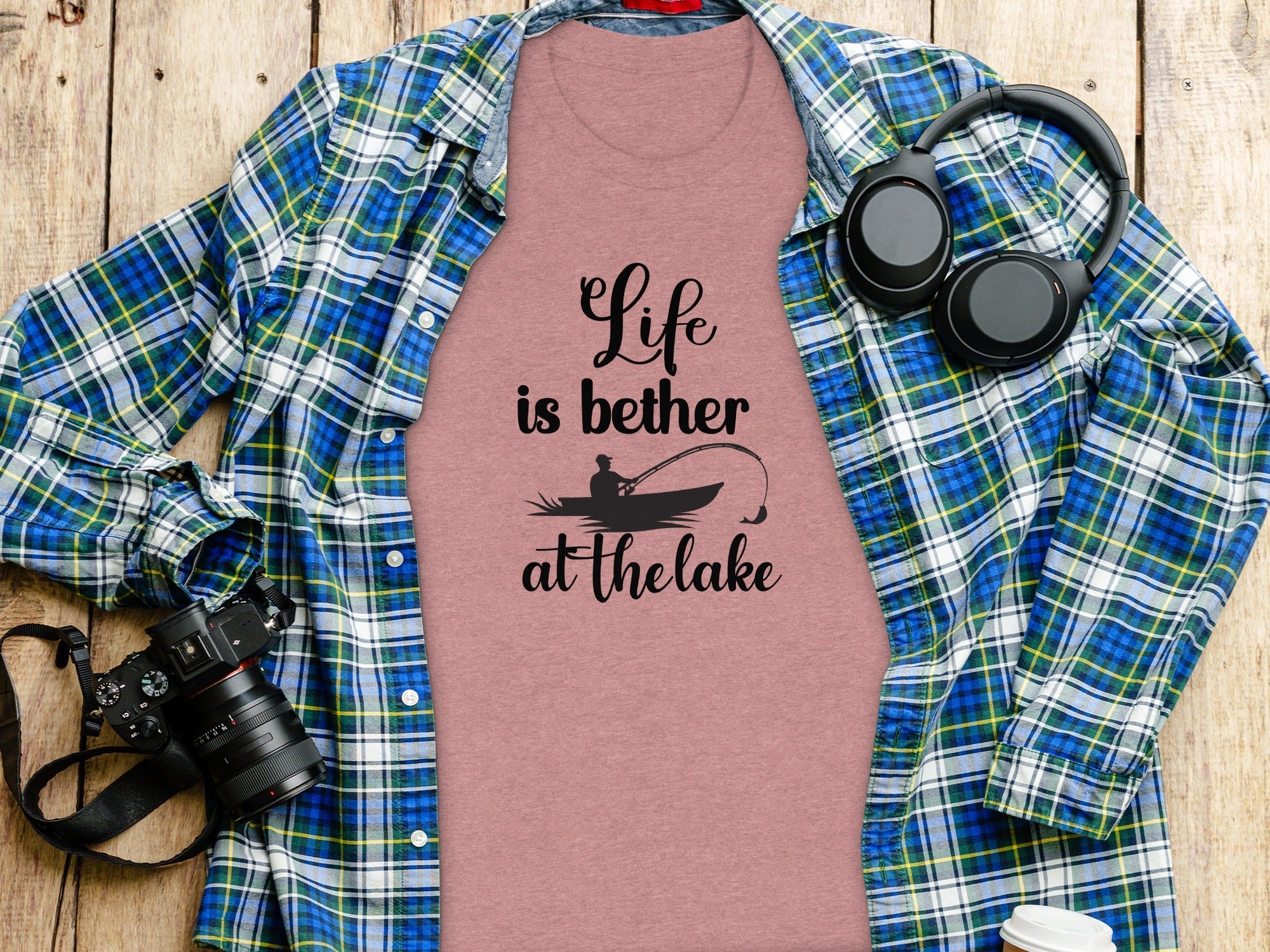 Life is Better At The Lake Fishing Rod Design T-Shirt